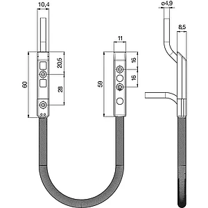 KFV Kabelübergang verdeckt 180°,Türseite 4m/Rahmenseite 8m Kabel,Steckverbindung