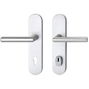 SH-Drückergarnitur GEHRUNG - auf LS PZ88, TS wahlweise, mit Kzs., silber, RC2