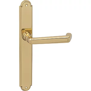 Feuerschutz Drückerlangschild Alt Wien für Standflügel, Messing poliert