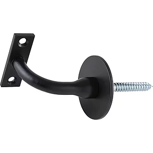 Handlaufträger rund mit Stockschraube,Wandabstand 78mm, schwarz lackiert RAL9005