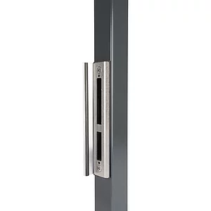 Schließblech mit Anschlag für Rohrrahmenschloss H-Metall, 270x56x10, Alu RAL9005