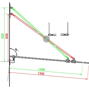 Glasvordachachsen GLVS II, Glastiefe 1300 mm, Edelstahl