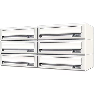 JU Hausbrieffachanlage 6-teilig, 750 x 330 x 280 mm, Stahl weiß RAL 9016