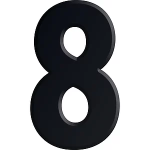 Ziffer selbstklebend, Type 8, Höhe 30 mm, Aluminium schwarz eloxiert