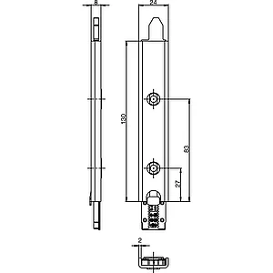 GU Anschlusseinheit Falzhebelgetriebe,Secury Automatic 130 Nut 10,LI, oben/unten
