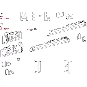 TERNO Diva Fluid Frame Beschlagset 80 kg inkl. Rahmen Gr. 1000x2200 mm nickel