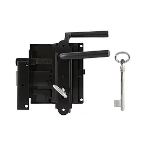 Kastenschloss, links, DM 60, 100 x 116 mm, Stahl schwarz lackiert