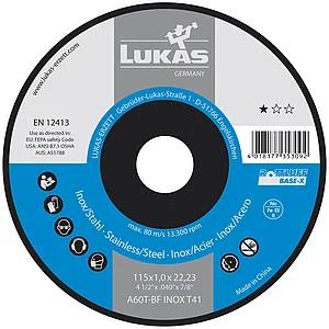 LUKAS Trennscheibe Base-X* gerade Form 115 x 1,0 x 22,23 mm