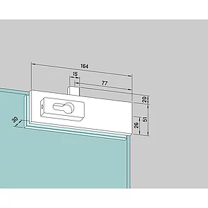DORMA-Glas Eckschloss US 10, PZ-vorgerichtet, 10 mm, Edelstahl (03.206)