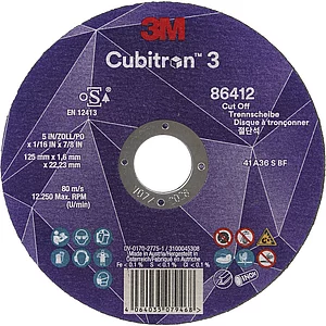 3M Trennscheibe Cubitron3 gerade Form 125 x 1,0 x 22,23 mm Inox/Stahl