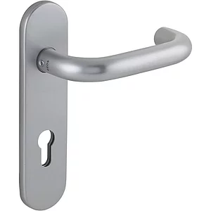 Drückerlochteil 1754 mit Kurzschild außen PZ 88 mm, rund, silber eloxiert