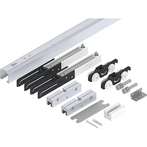 HELM 53 Beschlagset Wand Glas 50 kg Laufschiene L=1700 mm 2 Dämpfungen silber