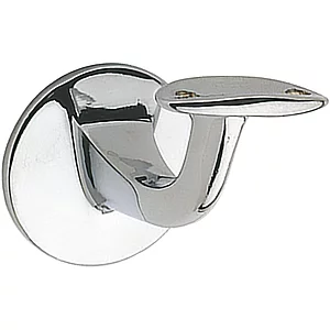 Handlaufträger mit gewölbter Auflage, Wandabstand 65mm, Messing verchromt