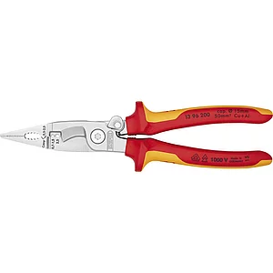 KNIPEX Elektro-Installationszange mit Feder verchromt, VDE, 2-K, 200 mm