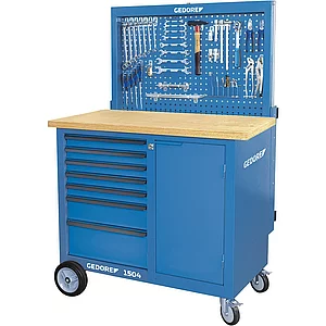 GEDORE Rollwerkbank BR1504 1100 x 550 x 985 mm mit Rückwand 7 Schubladen