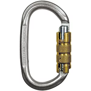 TEUFELBERGER Trilock-Karabiner Stahl Oval EN 362 silber/gold Öffnungsweite 22 mm