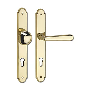 Haustürwechselgt. ALT WIEN - auf Langschild PZ88, Messing poliert