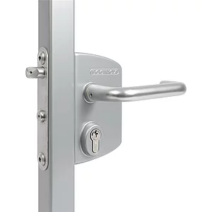 Panikschloss LPKQ4040U2L EN179 für Gittertore ,Vierkantrohr 40-60mm,silberfärbig