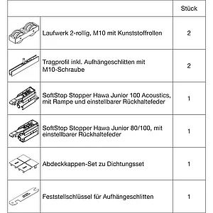 HAWA Junior 100/B Acoustics Beschlagset Holz SoftStop