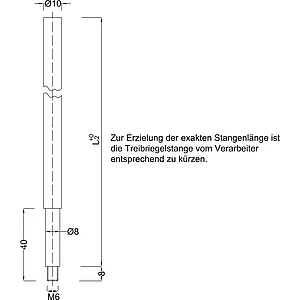 BMH Treibriegelstange 1100, 1195 mm, für unten, Stahl verzinkt