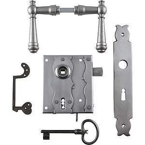 Rustikales Schlossset Wartberg BB, links einwärts, DM 60, Stahl blank