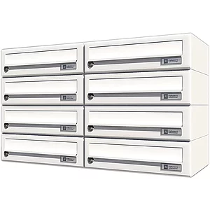 JU Hausbrieffachanlage 8-teilig, 750 x 440 x 280 mm, Stahl weiß RAL 9016