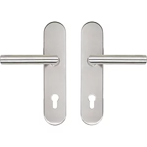 SH-Drückergarnitur GEHRUNG - auf Schild PZ88, ohne Kzs., Edelstahl, RC2