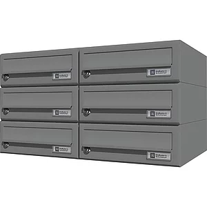 JU Hausbrieffachanlage 6-teilig, 600 x 330 x 380 mm, Stahl grau RAL 9007