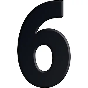 Ziffer selbstklebend, Type 6, Höhe 30 mm, Aluminium schwarz eloxiert