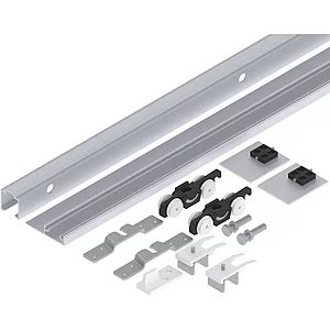 HELM 53 Beschlagset Wand Holz 50 kg Laufschiene L=2100 mm mit Blende silber