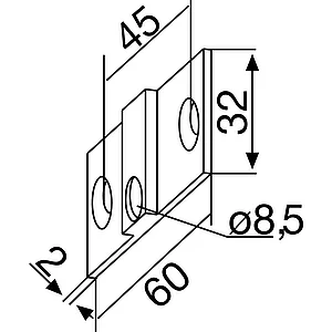 Befestigungslaschen zu DORMA-Glas PT30, Aluminium silber eloxiert