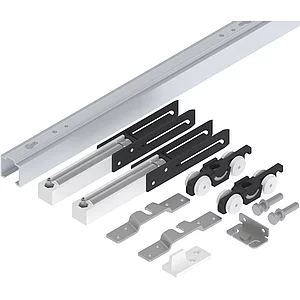 HELM 53 Beschlagset Wand Holz 50 kg Laufschiene L=1700 mm 2 Dämpfungen silber