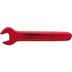 KNIPEX Einmaulschlüssel isoliert Zoll, SW 7/16", Maulstellung 15°, L=120,7 mm