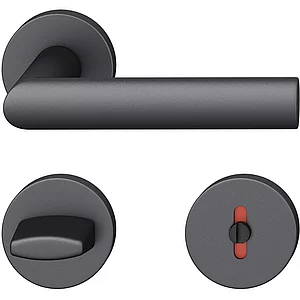 FSB Drückergarnitur 12 1108 ASL auf Rosette WC DIN, Aluminium schwarz matt