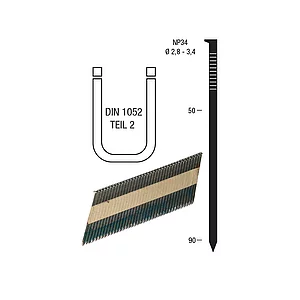 Nagelstreifen NP34 3,1 x 80 mm HBK blank geharzt Papiergebunden 34 Grad