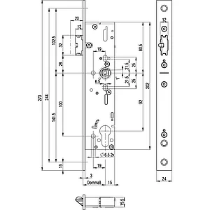BKS Fluchttürschloss 1910 1-flg. selbstverriegelnd, eckig,DM 35,Edelstahl