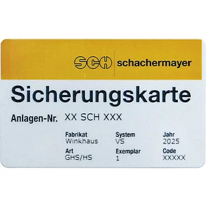 Sicherungskarte Zweitschrift Eigenprofil WINKHAUS/DORMAKABA/ABUS