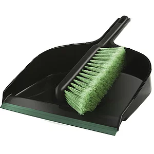 MASTA Kehrgarnitur-Set Kunststoff Schaufel mit Gummilippe + Feger schwarz / grün