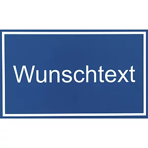 Leerschild inkl. zweizeiligem Text, Kunststoff blau/weiß