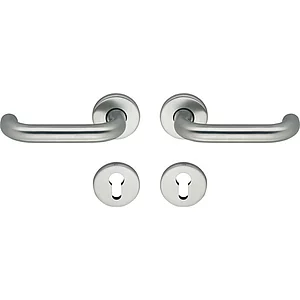 ECO Drückergarnitur D110/R mit Rosetten PZ, VK 9, TS 40-66 mm, Edelstahl