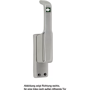 Türtreibriegel aufliegend Pfeil, schwer, rechts, Hub 23 mm, silber eloxiert