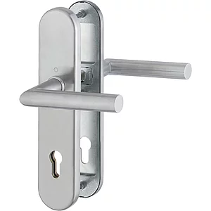 SH-Drückergarnitur AMSTERDAM Langschild PZ88, RC2, ohne Kernziehschutz,Edelstahl