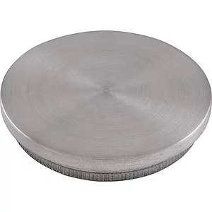 ECONOMY Rändelkappe flach massiv, Rohr ø 42,4 x 2 ,Edelstahl geschliffen V2A