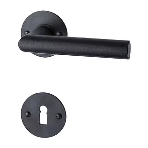 HALCÖ Drückergarnitur DAVOS - auf runder Rosette BB, TS-50, Schwarzstahl