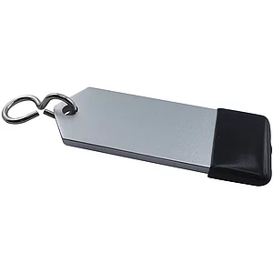 Hotelschlüsselanhänger - flach, 80 mm, mit Gummi, Aluminium silber eloxiert