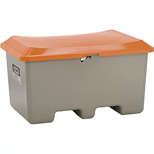 Streugutbehälter Plus3 ohne Entnahme m. Staplertasche 400 Liter grau/orange