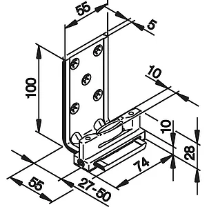 HAWA-Confort Bodenführung 1-teilig Holz Nut 10 mm Führungswinkel lang schwarz