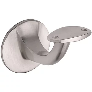 Handlaufträger mit gewölbter Auflage, Wandabstand 65mm, Messing vernickelt matt