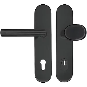 SH-Wechselgarnitur GEHRUNG -auf Schild PZ88, mit Kzs., Edelstahl schwarz