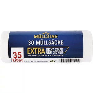 Müllsäcke Polyethylen 35 Liter, 10 my 530 x 600 mm ohne Zugband weiß